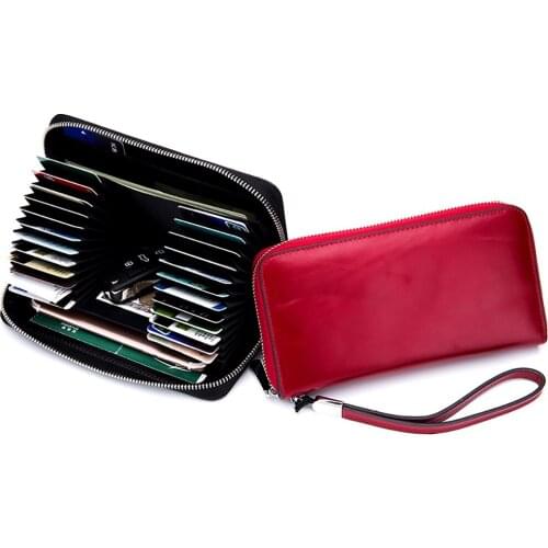 M-Yancy Women Genuine Leather Wallet Large Capacity Long Wallet Women Card Holders Genuine Leather Ladies Purse Id Card Holder