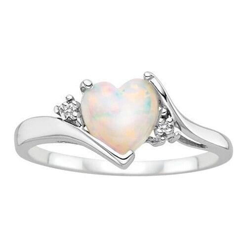 High Quality Crystal CZ Cubic Zircon Love Heart Cut Opal Finger Ring For Women Lover Couple Valentines Day Gift Jewelry
