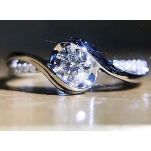 Classic Engagement Ring AAA White Cubic Zircon Female Women Super Flash Rhinestone Wedding Band CZ Rings Jewelry