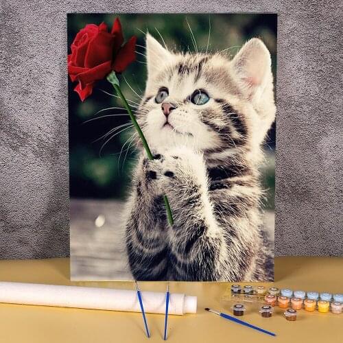 Animal Cat Painting By Numbers Package Acrylic Paints 40*50 Painting On Canvas Wall Decoration Crafts For Adults Handiwork