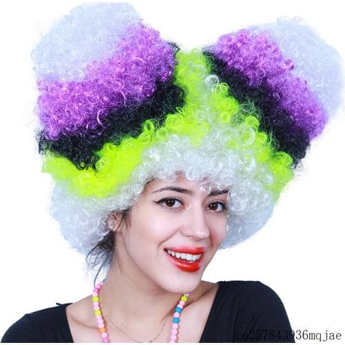 20pcs Big Wave Wigs Multi-Layers Halloween Wigs Synthetic Hair Party Hats Carnival Cosplay Football Fan Wigs