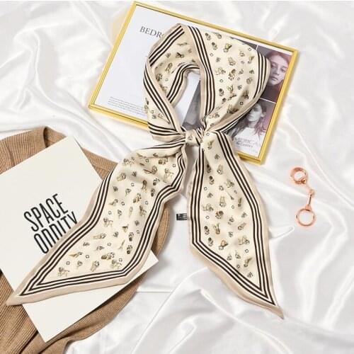 2021 New Multifunction Head Wrap Scarf Shawl Women Lovely Dogs Silk Hair Bandana Party Skinny Scarves for Ladies Neckerchiefs