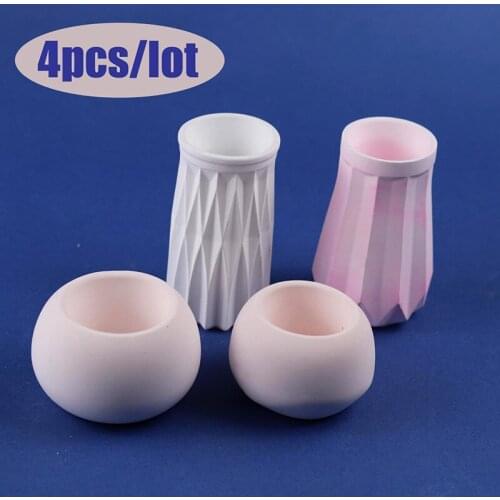 4Pcs/lot Flower Pot Resin Molds Set for Diy Handmade Uv Epoxy Plaster Plant Pot Pen Holder Silicone Mould Gardening Home Decor