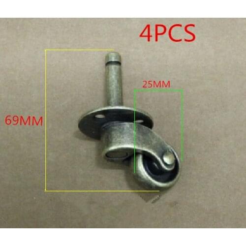 4pcs Old Bronze Alloy Universal Screw Rod Casters European style furniture sofa wheel pulley -High:69mm Wheel width25mm