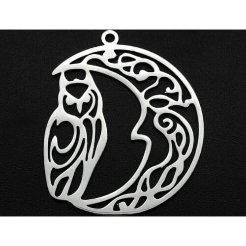 5pcs/lot 100% Stainless Steel 35x29mm Moon Owl DIY Charm Earring Finding Wholesale OEM Order Accepted Top Quality Geometric