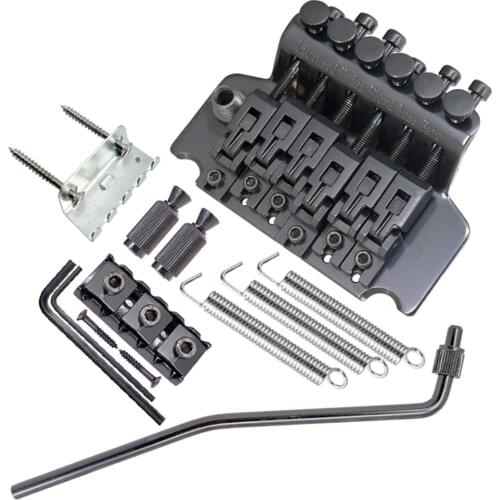 6 String Double Roll Tailpiece Saddle Tremolo Bridge System for Electric Guitar Replacement Silver / Black Optional