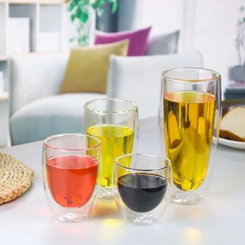 60ml Double-layer Coffee Cup Egg-shaped Insulated Glass Cup Thick Heat-resistant Transparent Tea Cup Household Juice