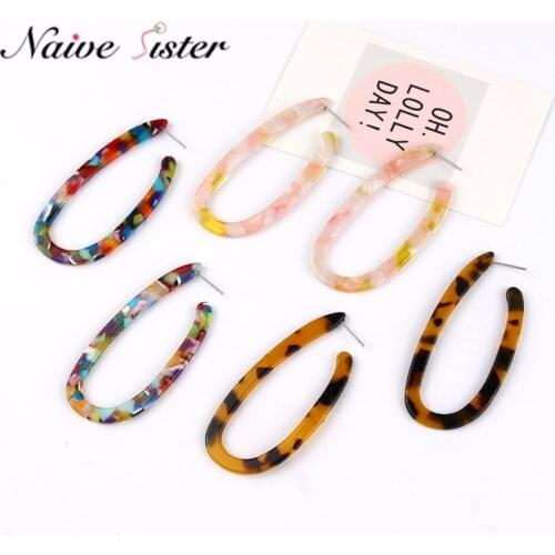 Acrylic Earrings 2019 Big Statement Earrings for Women Resin Oval Geometric Drop Dangle Earings Bohemian Jewelry Boho Girls Gift