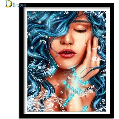 Diamond Embroidery Abstract Woman Cross Stitch Diy Diamond Painting Sale European Crying Sad Beauty 3D Crystal Bracelet Picture