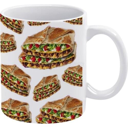 Crunchwrap Print White Mug New Good Quality Print Mug 11 Oz Coffee Cup Crunchwrap Crunch Taco Taco Bell Fast Food Mexican Food