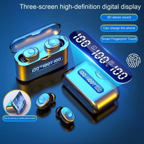 2Pcs Q8 Wireless Earbuds Portable Long Standby Time LED Display Mini Bluetooth 5.2 Stereo Earphones for Sports