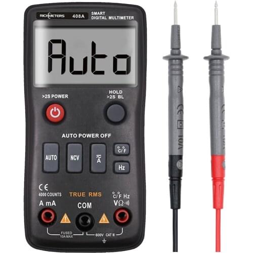 RM408A/RM408B Digital Multimeter NCV True RMS with Temperature Tester 4000 Counts Auto-Ranging AC/DC Transistor Voltage Meter