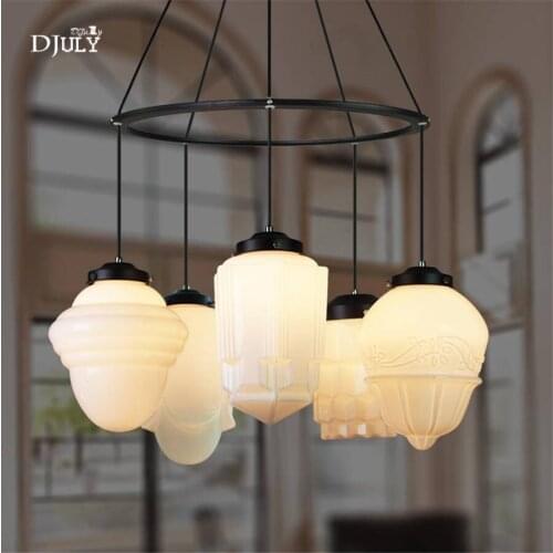 Europe creative Milky white glass pendant lights for dining room kitchen vintage cafe hanging lamp loft decor lighting fixtures