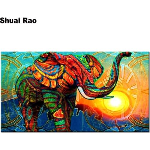 Fantasy art 5D Square/round Diy Diamond Embroidery Sunrise landscape elephant Full Mosaic pattern Diamond Painting Kit stickers
