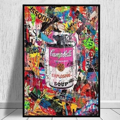 Graffiti Art Condensed Soup Canvas Painting Street Art Posters and Prints Wall Art Pictures Cuadros for Living Room Home Decor