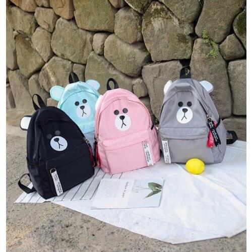 Japan Style Candy Color cartoon bear shoulder bag Funny bear canvas student School bag for Girls large capacity cute backpack