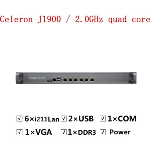 J1900 2.0GHZ 1U Rack Firewall Router Network Server 6*1000M LAN intel WGI211AT J1900 2.0GHZ Support ROS Mikrotik PFSense