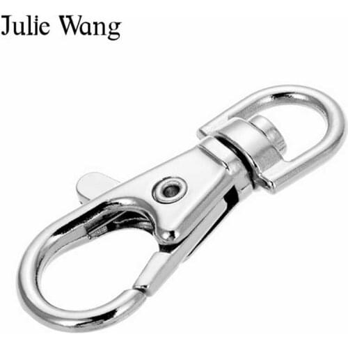 Julie Wang 10PCS Swivel Lobster Clasp Clips Hook Split Key Ring Handbag Strap Keychain Jewelry Making Findings Bag Accessory