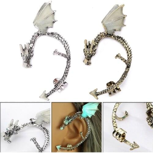1 Pcs Dragon Ear Cuff Glow Earrings Glow In The Dark Dragon Ear Clip Earings Stud Earrings Women Girls Boys Jewelry Gift