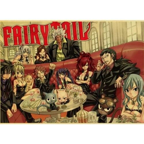 Japanese Anime Fairy Tail Retro Painting Art Home Decor Quality Canvas Poster Cafe Living Bedroom Kids Room Wall Decor Picture
