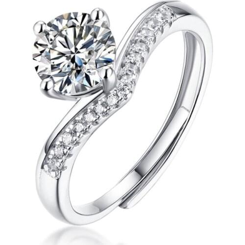 Inbeaut Moissanite Crown Ring Pass Diamond Test 925 Sterling Silver Excellent Cut D 1 Carat 6.5mm Moissanite Rings for Women