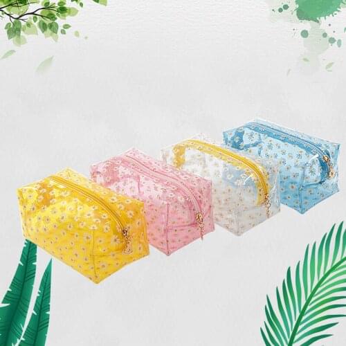 Daisy Cosmetic Bag Waterproof Pvc Cosmetic Bag Small Daisy Transparent Cosmetic Bag