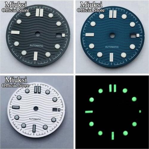 Miuksi 31mm watch dial luminous dial fit NH35 NH36 movement