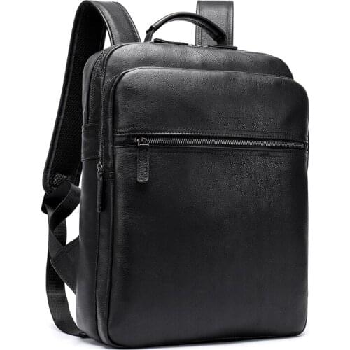 High Quality Men Backpack Youth Genuine Leather Backpacks For Teenage Boy Female School Shoulder Bag 14'' Laptop Package Mochila