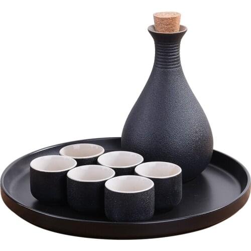 Handmade Ceramics Hip Flask Set Classic Japanese Style Retro Creative Sake Cups Set Home Round Flasque Alcool Drinkware EJ50HF