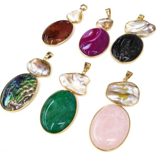 Natural Stone Freshwater Pearl Gemstones Pendants Fashion Women Pendants for Making DIY Jewelry Necklace Accessories 31x76mm