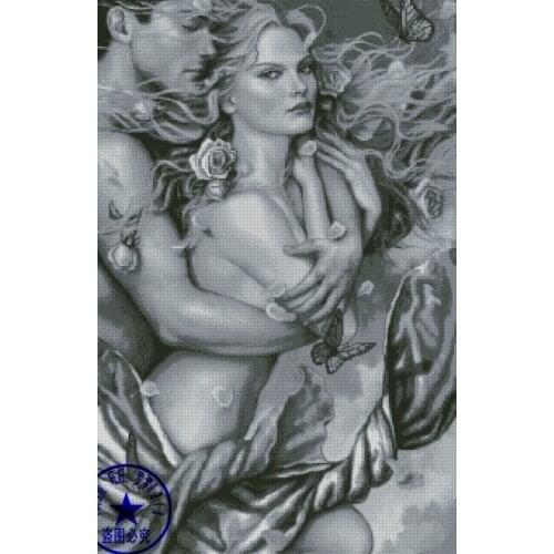 Top Quality nostalgic romantic counted cross stitch kit cuddle embrace hug lover couple