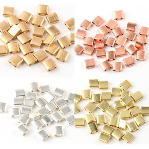 Wholesale Colorful Matte Hematite Double Hole Beads Rectangular Shape Loose Stone Beads for Jewelry Making DIY Bracelet necklace