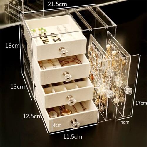 Earrings Storage Organizer Holder Box for Holding Earrings Watches Ring Necklace with Drawers Jewelry Box Case & Waterproof