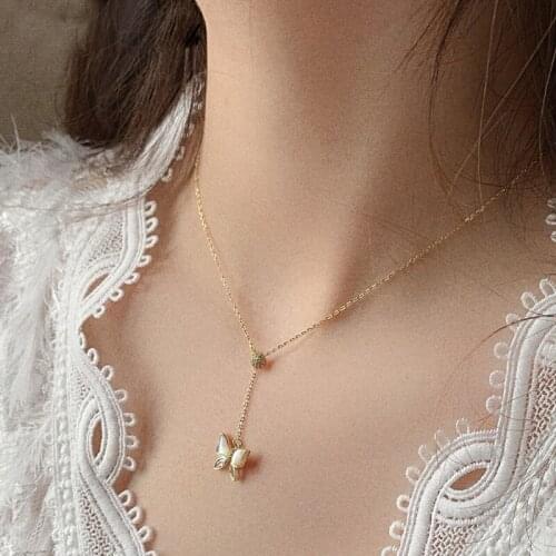 Bohemian Cute Butterfly Shell Choker Necklace For Women Gold Color Clavicle Chain 2020 Fashion Female Choker Jewelry