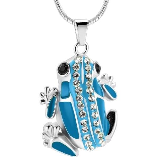 IJD11969 Cremation Jewelry Frog Shape Urn Necklace Ashes Keepsake Holder Memorial Gift
