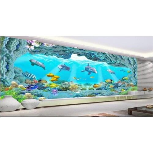Custom photo wallpaper for walls 3 d Mediterranean mural Dolphin Underwater World Landscape Painting 3D TV Background wall decor