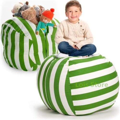 Drop Shipping Stuffed Animal Bag Storage Bean Bag Children Play Toys Organizer Canvas Bag Stuff 'n Sit