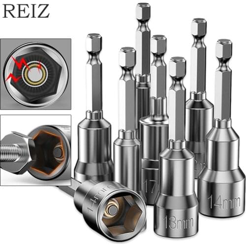 REIZ 65mm Hex Socket Screwdriver 1/4 Inch Nut Driver Set Magnetic Drill Bits Adaptor Electric Screwdriver Repair Hand Tool
