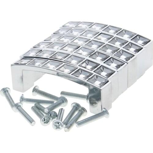 MroMax Plating Double Hole Transparent Crystal Handle 64MM/96MM/128MM Aluminum Alloy + Plastic 4*20/4*22mm Hot Cabinet Furniture