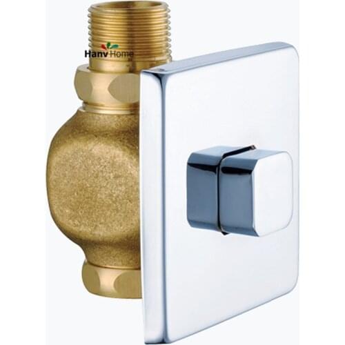 Toilet Flush Valve Manual Bathroom Stool Brass Valve Self-closing Flush Time-extended Press Type in Wall Delay Urinal Components