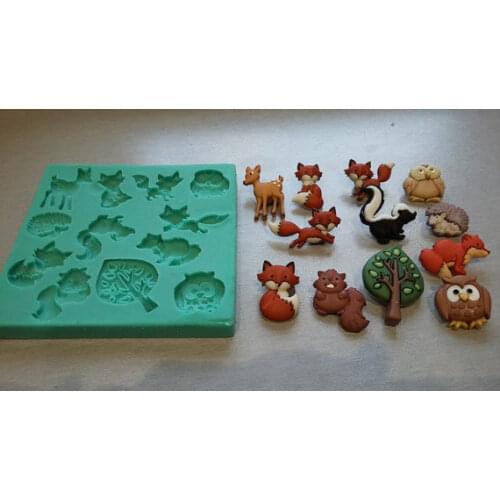 Silicone Mold Forest Animals Candy Cake Molds Decoration Fondant Mould Clay Moulds for Cake Decorations PRZY Eco-friendly 54125