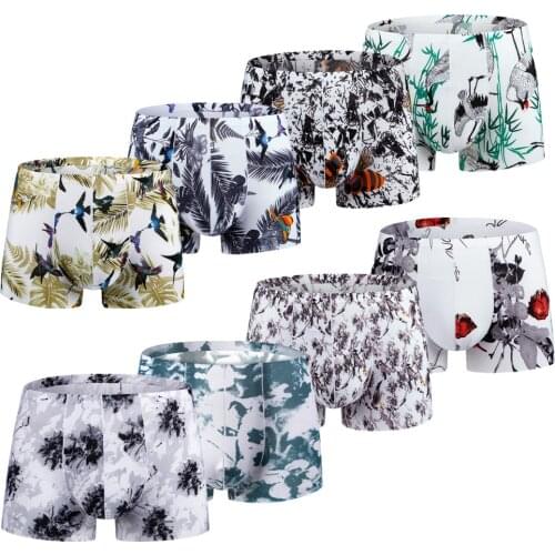 1pcs Mens Sexy Underwear Ice Silk Boxer Breathable Ultra-Thin Smooth Underpant Boxer Personalized Tide Boxer Shorts L-5XL