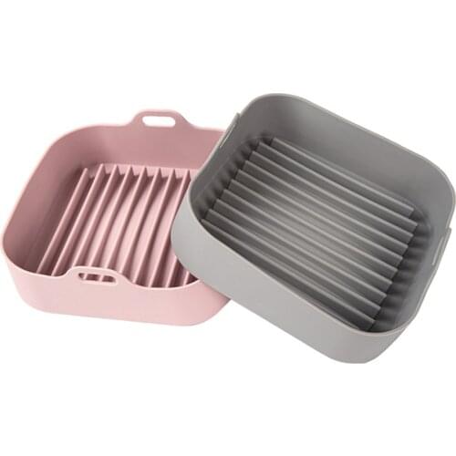 Thickened Square Silicone Grill Pan Air Fryer Oven Accessories High Temperature Baking Dishes Heating Bakeware Tray Kitchen Tool