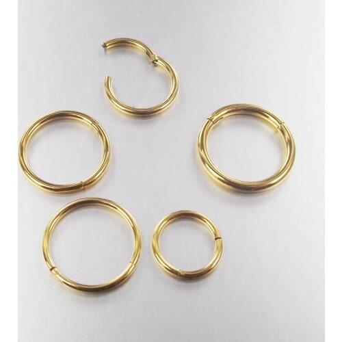 1 Piece Hinged Septum Clicker Segment Gold Hoop Nose Ring Lip Ear Cartilage Ear Helix Surgical Steel Body Piercing Jewelry
