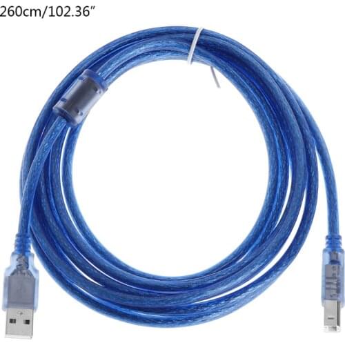CPDD High Speed Transparent Blue USB 2.0 Printer Cable Type A Male to Type B Male Dual Shielding for 0.3m, 1m, 1.5m