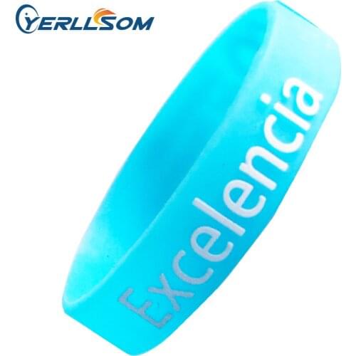 YERLLSOM 200PCS/lot Custom Print Text&Logo Green Wristband Glow Green Rubber Silicone Wristband For Events Y060708