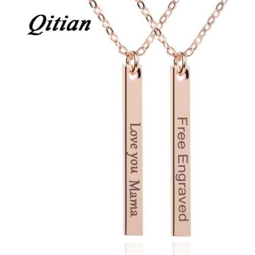 Custom Stainless Steel Necklace Personalized Laser,Free Engraved Initial Name,symbol Vertical Necklace Jewelry, Anniversary Gift