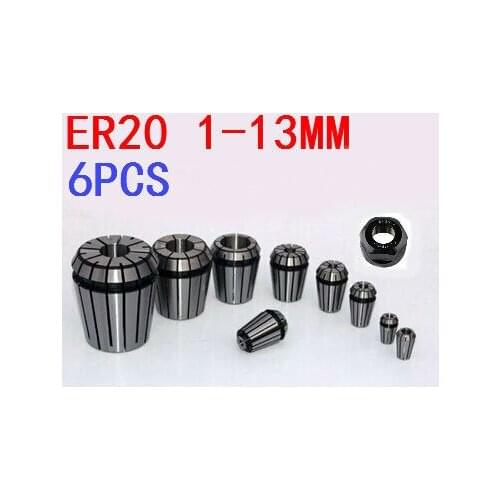 Free Shipping 6PCS for Choose ER ER20 Collet Chuck for Spindle Motor Engraving/Grinding/Milling/Boring/Drilling/Tapping