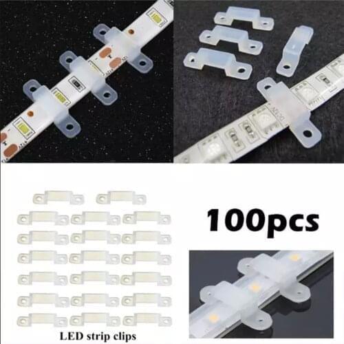 100Pcs LED Silicon Fastener Clip LED Connector Clear White for 8mm 10mm 3528 5050 5630 5730 RGB Single Tube LED Strip Light