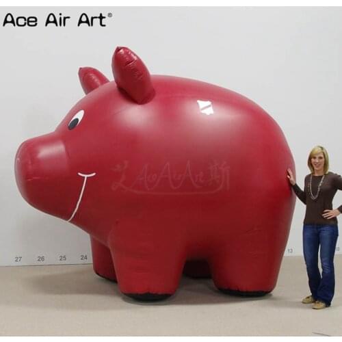 2.5m L red or green inflatable piglet,inflatable piggy bank with customized logos for bank advertisement/outdoor display on sale